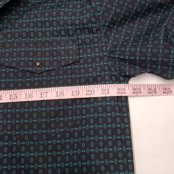 Panhandle Pearl Snap Men's Shirt Size Medium Tall Western Casual Green Dark Grey - Picture 11 of 14